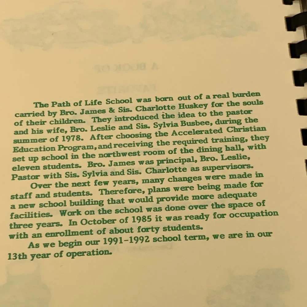 Path of Life Christian School Cookbook Recipe‎ Collection Guthrie Oklahoma 1991